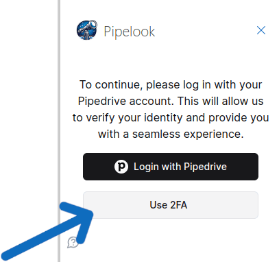 The 2FA Button in the Pipelook sidepanel