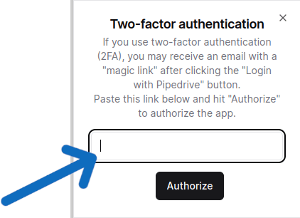 The 2FA dialog in Pipelook