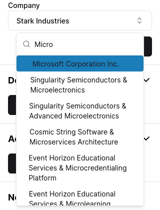 Company selector