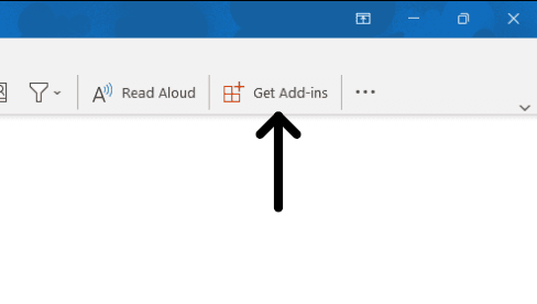 The 'get add-ins' button on Outlook for Windows