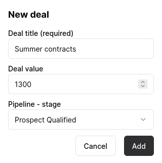 Adding a new deal